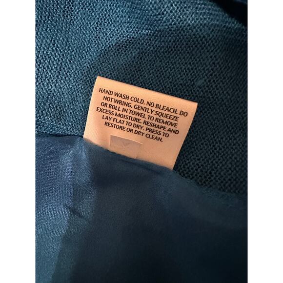 Eileen Fisher Blue Silk Linen Knit Boxy Short Sleeve Shirt Size L - Picture 8 of 8